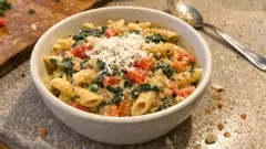 Cremige Mangold-Sahne-Pasta mit Tomaten – in 30 Minuten auf dem Tisch