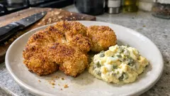 Knusprig panierter Blumenkohl aus der Pfanne – mit Kapern-Gurken-Sauce