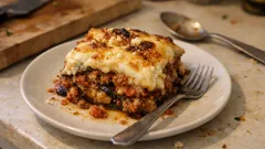 Moussaka aus dem Ofen: Auberginen-Hackfleisch-Auflauf mit cremiger Béchamel