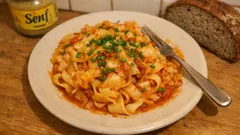 Krautpasta mit Tomatensoße: unkompliziert, vegetarisch und richtig aromatisch