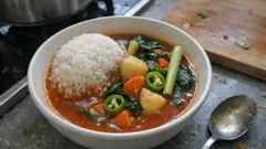 Würzige Tomatensuppe mit Reis – mit Ingwer, Chili und Zitronengras, schnell gekocht