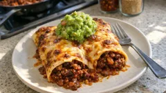 Enchiladas mit Chili con Carne – überbacken aus dem Ofen, mit frischer Guacamole