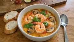 Schnelle Tom Yam Suppe mit Garnelen – aromatisch, cremig und in wenigen Minuten fertig