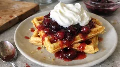 Waffeln mit heißen Kirschen und Vanillesahne – das schnelle Wohlfühl-Dessert