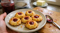 Marmeladen-Kokos-Plätzchen mit Marzipan – schnell gemacht und herrlich saftig