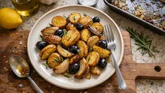 Rustikale Ofenkartoffeln mit Rosmarin & Oliven – außen knusprig, innen weich