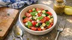 Tomaten-Zucchini-Salat mit Feta – mit kurz angebratener Zucchini, so bleibt er bissfest