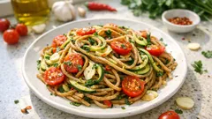Knoblauch-Spaghetti mit Zucchini & Tomaten – schnell wie Aglio e Olio, nur frischer