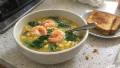 Maissuppe mit Garnelen: cremig, frisch und in kurzer Zeit fertig