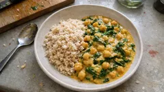 Kichererbsen-Spinat-Curry mit Kokosmilch – cremig, mild und schnell gemacht