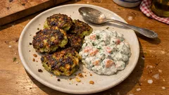 Wirsing-Frikadellen aus der Pfanne – mit Dill-Quark und Räucherlachs