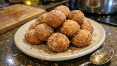 Quarkbällchen wie vom Jahrmarkt: außen goldbraun, innen fluffig – mit Zimtzucker