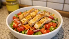 Insalatina mit Hähnchen – frischer Salat mit Zitrone-Senf-Dressing