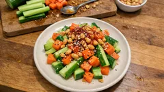 Gurkensalat mit Papaya und Erdnüssen – fruchtig, knackig und in 15 Minuten fertig