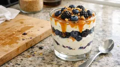 Berry-Boo! Quarkdessert im Glas mit Beeren und warmem Karamell – in 15 Minuten fertig