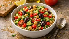 Bulgur-Bowl mit Kichererbsen und Zitronen-Dressing – leicht, frisch und sättigend