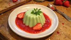 Waldmeister-Panna-Cotta mit Erdbeer-Spiegel – cremiges Frühlingsdessert zum Vorbereiten