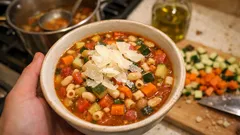 Minestrone wie in Italien: kräftige Gemüsesuppe mit weißen Bohnen und Nudeln