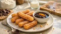 Churros mit Schokolade: knusprig, ohne Ei – mit Zartbitter-Orange-Dip