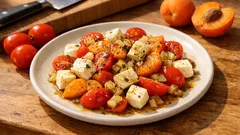 Mozzarella-Tomaten-Marillen-Salat: süß-herzhaft und in 15 Minuten fertig