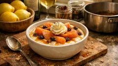 Weincrème mit Quitten und Rosinen – ein elegantes Herbstdessert zum Vorbereiten