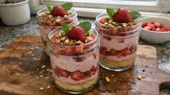 Erdbeer-Schichtdessert im Glas: cremig, fruchtig und in 20 Minuten geschichtet