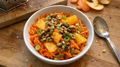 Karottensalat mit Orange und Kürbiskernkrokant – in 30 Minuten richtig aromatisch