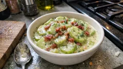 Schmorgurken mit Bacon, Dill & Sahne – so gelingt das Gurkengemüse richtig sämig