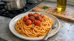 Cremige Pasta mit Cashewsauce und Backofentomaten – ganz ohne Sahne