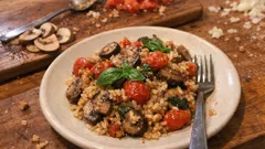 Pilzpfanne mit Reis und Tomaten – schnell, vegetarisch und richtig aromatisch