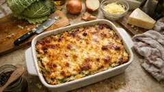 Wirsing-Lasagne aus dem Ofen: cremig geschichtet, mit goldener Käsekruste