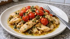 Hühnergeschnetzeltes mit Fenchel, Kapern & Sardellen – in Zitronen-Sherry-Butter