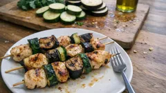 Hähnchen-Zucchini-Spieße vom Grill – saftig, leicht und in 10 Minuten fertig