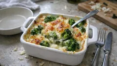 Cremiger Brokkoliauflauf mit Béchamel und Käsekruste – einfach aus dem Ofen