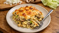 Cremiger Spätzleauflauf mit Champignons & Spitzkohl – einfach aus dem Ofen