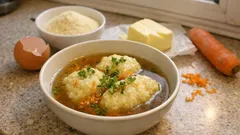 Suppe mit Grießnockerl: klare Fleischbrühe und fluffige Nockerl, die sicher gelingen
