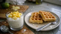 Joghurt-Ananas-Creme im Glas – dazu warme Waffeln, die immer gelingen