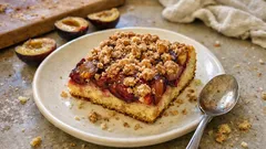 Zwetschgen-Datschi vom Blech: schneller Quark-Öl-Teig und knusprige Gewürzstreusel
