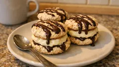 Goldbomben backen: Mandelbaiser-Makronen mit Vanillecreme und Schokodekor