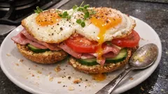 Strammer Max mit Rinderschinken – herzhaftes Vollkornbrötchen mit Spiegelei