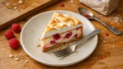 Käsekuchen mit Baiserhaube und Himbeer-Marmor – cremig gebacken in der Springform